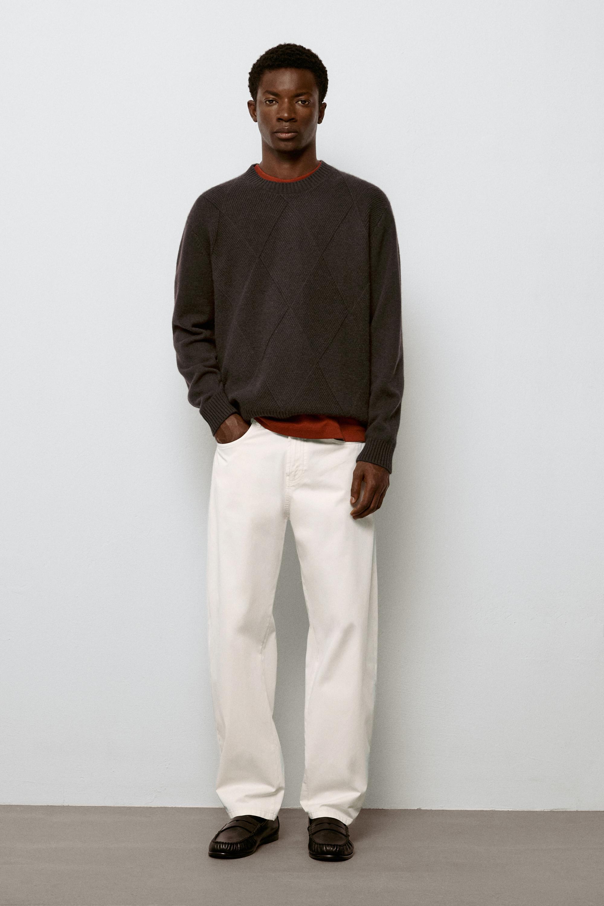 Barrel fit poplin denim-effect pants